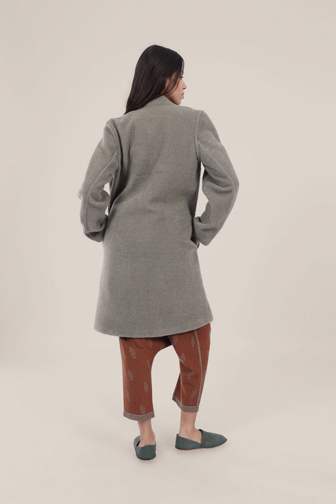 Short coat in furry wool blend